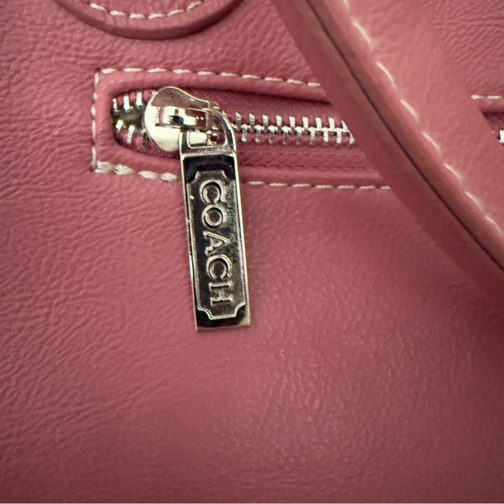 Coach Rose Pink Leather Shoulder Bag Satchel Tote Handbag Authentic OS - Picture 4 of 9